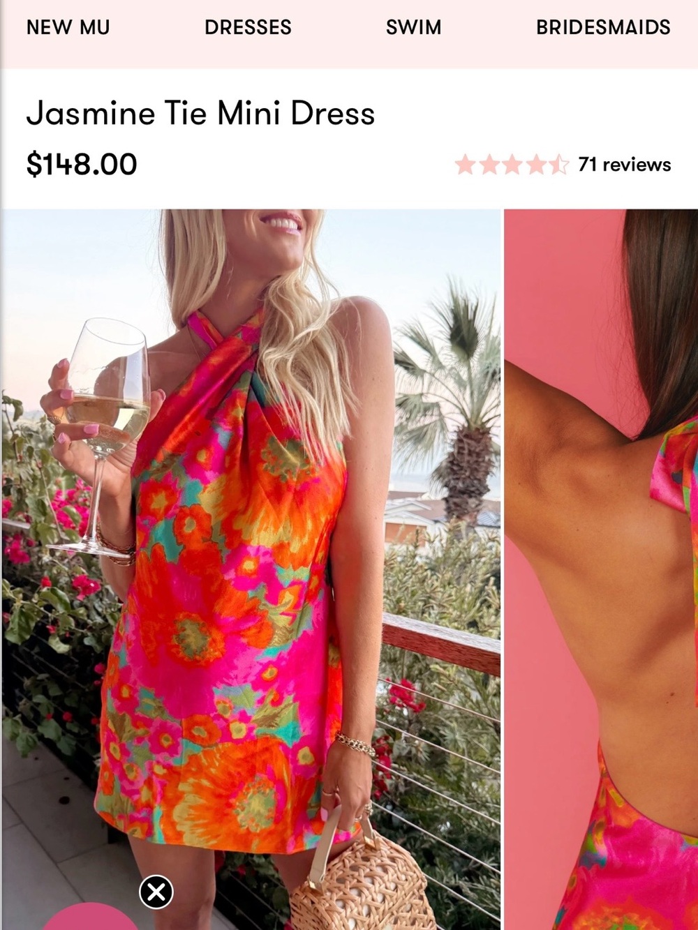 Show Me Your MuMu Jasmine Tie Mini Dress in Hot Pink & Orange Floral